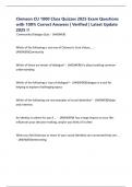 Clemson CU 1000 Class Quizzes 2025 Exam Questions with 100&percnt; Correct Answers &vert; Verified &vert; Latest Update 2025 &excl;&excl;