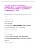 NATIONAL HEALTH SCIENCE ASSESSMENT 30 SAMPLE QUESTIONS EXAM WITH CORRECT QUESTIONS AND ANSWERS 2025