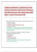 California Mediator Certification Exam  Practice Questions And Correct Answers  &lpar;Verified Answers&rpar; Plus Rationales 2025  Q&A &vert; Instant Download Pdf 