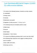 Lutz Nutrition&lpar;vol8&rpar; End of Chapter 2&comma;3&comma;4&comma;8&comma;9 Q-s with accurate solutions 