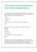 Lutz's nutrition and diet therapy 8th edition Exam 1 with precise detailed solutions 