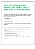 Lutz's nutrition and diet therapy 8th edition Exam 3 prep with accurate answers 