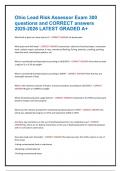 Ohio Lead Risk Assessor Exam 300 questions and CORRECT answers 2025-2026 LATEST GRADED A&plus;