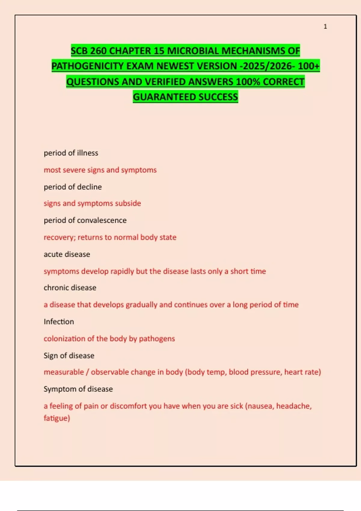 SCB 260 CHAPTER 15 MICROBIAL MECHANISMS OF PATHOGENICITY EXAM NEWEST ...