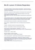 Bio 93&period; Lecture 15 Cellular Respiration Questions and Answers Graded A&plus;