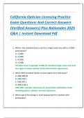 California Optician Licensing Practice  Exam Questions And Correct Answers  &lpar;Verified Answers&rpar; Plus Rationales 2025  Q&A &vert; Instant Download Pdf