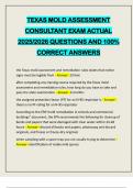 PACKAGE DEAL&colon;&colon;&colon; TEXAS MOLD ASSESSMENT EXAMS 2025&sol;2026 QUESTIONS AND 100&percnt; CORRECT ANSWERS