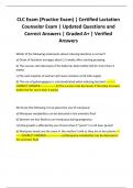 CLC Exam &lpar;Practice Exam&rpar; &vert; Certified Lactation Counselor Exam &vert; Updated Questions and Correct Answers &vert; Graded A&plus; &vert; Verified Answers