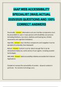 IAAP WEB ACCESSIBILITY SPECIALIST &lpar;WAS&rpar; ACTUAL 2025&sol;2026 QUESTIONS AND 100&percnt; CORRECT ANSWERS