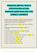 PERINATAL MENTAL HEALTH CERTIFICATION ACTUAL 2025&sol;2026 QUESTIONS AND 100&percnt; CORRECT ANSWERS