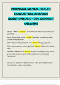 PERINATAL MENTAL HEALTH EXAM ACTUAL 2025&sol;2026 QUESTIONS AND 100&percnt; CORRECT ANSWERS