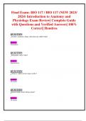 Final Exam&colon; BIO 117 &sol; BIO 117 &lpar;NEW 2023&sol; 2024&rpar; Introduction to Anatomy and Physiology Exam Review&vert; Complete Guide with Questions and Verified Answers&vert; 100&percnt; Correct&vert; Hondros