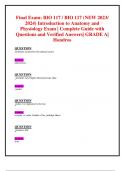Final Exam&colon; BIO 117 &sol; BIO 117 &lpar;NEW 2023&sol; 2024&rpar; Introduction to Anatomy and Physiology Exam &vert; Complete Guide with Questions and Verified Answers&vert; GRADE A&vert; Hondros