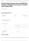 Dental Assistant Licensure Exam MN 2025 Exam Questions with 100&percnt; Correct Answers &vert; Verified &vert; Latest Update 2025&excl;&excl;