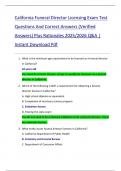 California Funeral Director Licensing Exam Test  Questions And Correct Answers &lpar;Verified  Answers&rpar; Plus Rationales 2025&sol;2026 Q&A &vert;  Instant Download Pdf