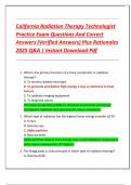 California Radiation Therapy Technologist  Practice Exam Questions And Correct  Answers &lpar;Verified Answers&rpar; Plus Rationales  2025 Q&A &vert; Instant Download Pdf