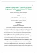 NURS 432 Management & Leadership In Nursing Assignment 2 Verified Study Solutions 2025 Updated Solutions