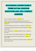 NYS WAXING LICENSE EXAM 91 TERMS ACTUAL 2025&sol;2026 QUESTIONS AND 100&percnt; CORRECT ANSWERS