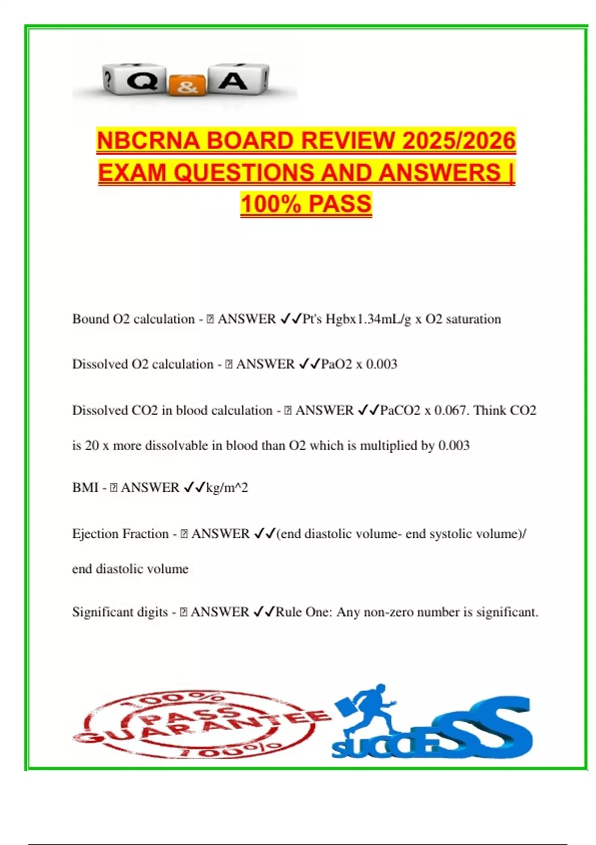 Nbcrna Card NBCRNA Board Review 2025/2026 – 100% Pass Rate Q&A | Calculations ...