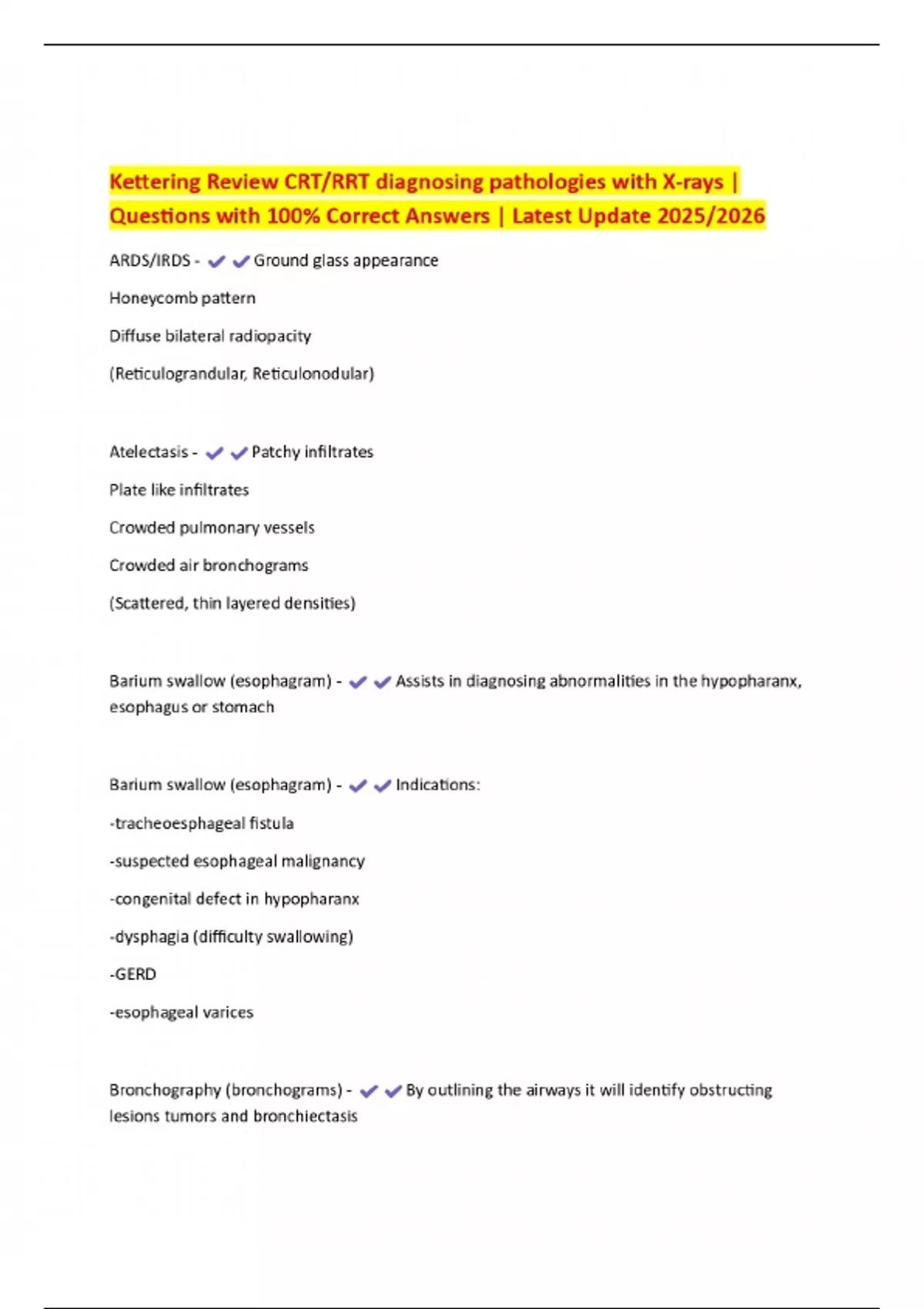 Rrt Kettering Study Guide Calendar.pdf Kettering Review CRT/RRT diagnosing pathologies with X-rays | Questions ...
