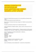 NUR2063 ESSENTIALS OF PATHOPHYSIOLOGY  EXAM QUESTIONS AND CORRECT ANSWERS LATEST UPDATED