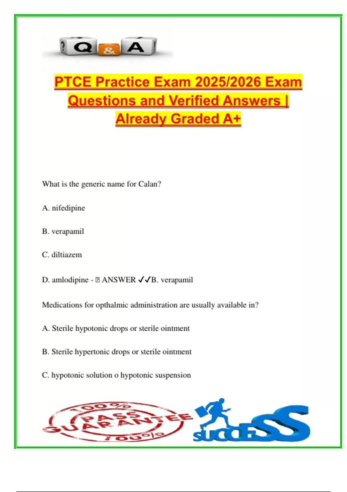 PTCE Practice Exam 2025/2026 – 300+ Verified Questions on DEA Forms ...