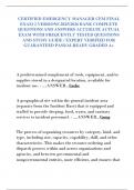 CERTIFIED EMERGENCY MANAGER CEM FINAL  EXAM 2 VERSIONS 2025&sol;2026 BANK COMPLETE  QUESTIONS AND ANSWERS ACCURATE ACTUAL  EXAM WITH FREQUENTLY TESTED QUESTIONS  AND STUDY GUIDE &sol; EXPERT VERIFIED FOR  GUARANTEED PASS&sol;ALREADY GRADED A&plus;
