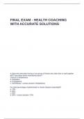Final Exam - health coaching with accurate solutions
