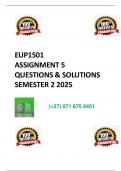 EUP1501 Assignment 1 &lpar;COMPLETE QUESTIONS & ANSWERS&rpar; Semester 2 2025 - DUE 24 OCTOBER 2025