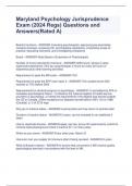 Maryland Psychology Jurisprudence Exam &lpar;2024 Regs&rpar; Questions and Answers&lpar;Rated A&rpar;