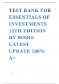 TEST BANK FOR ESSENTIALS OF INVESTMENTS 14TH EDITION BY BODIE LATEST UPDATE 100&percnt; A&plus;