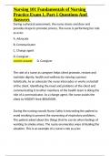 Nursing 101 Fundamentals of Nursing Practice Exam 1&comma; Part 1 Questions And Answers&period;docx