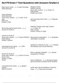 Nur176 Exam 1 Test Questions with Answers Graded A