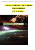 TEST BANK FOR Inquiry into Physics 8th Edition by Vern Ostdiek&comma; Donald Bord ISBN&colon;978-1305959422COMPLETE GUIDE ALL CHAPERS COVERED 100&percnt; VERIFIED A&plus; GRADE ASSURED&excl;&excl;&excl;&excl;&excl; NEW LATEST UPDATE&excl;&excl;&excl;&excl;&excl;