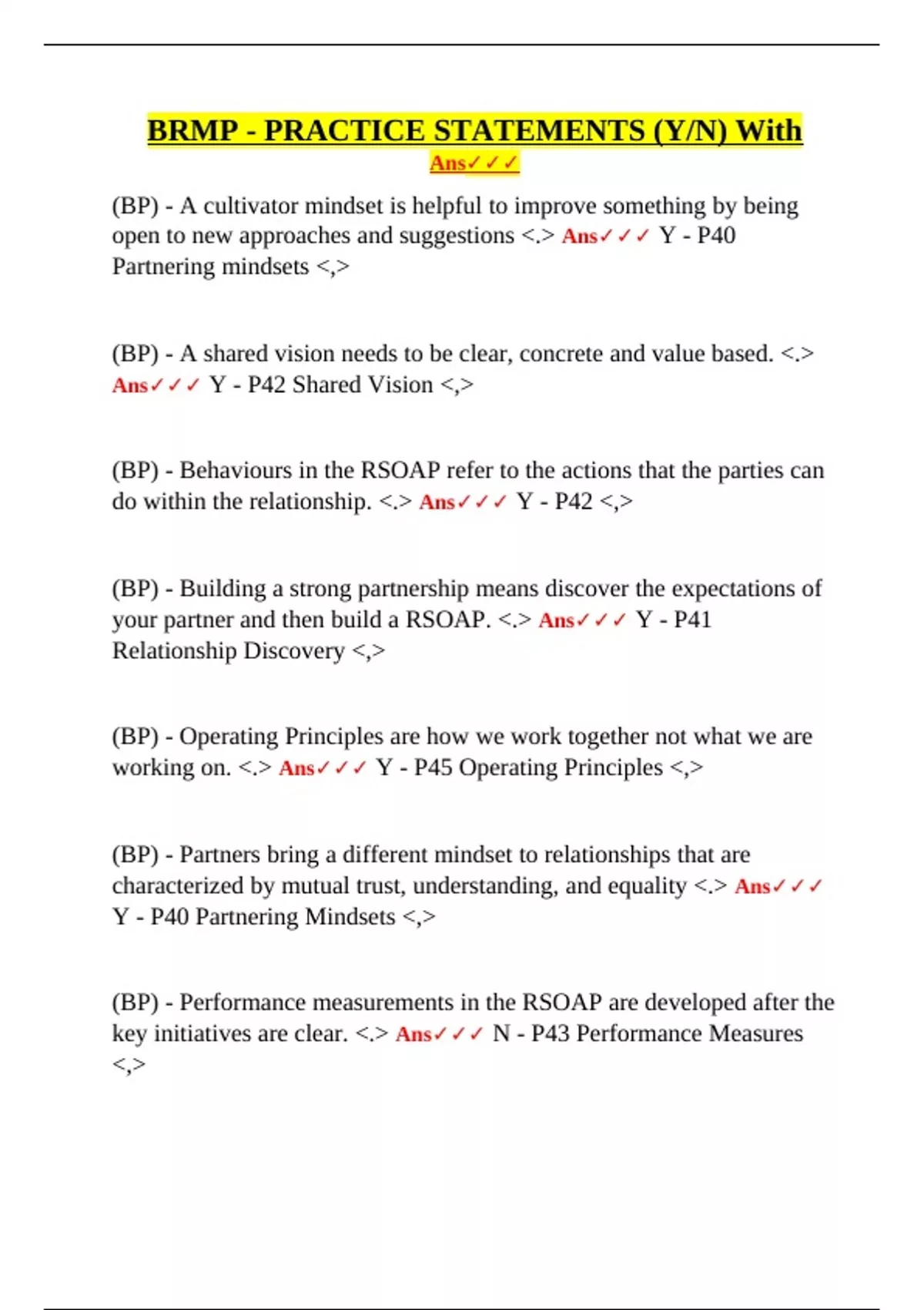 BRMP – Practice Statements with Verified Answers – Complete Preparation ...