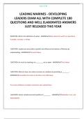 LEADING MARINES - DEVELOPING LEADERS EXAM ALL WITH COMPLETE 180 QUESTIONS AND WELL ELABORATED ANSWERS JUST RELEASED THIS YEAR