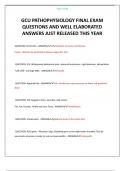 GCU PATHOPHYSIOLOGY FINAL EXAM QUESTIONS AND WELL ELABORATED ANSWERS JUST RELEASED THIS YEAR