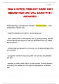 68W LIMITED PRIMARY CARE 2025  BRAND NEW ACTUAL EXAM WITH  ANSWERS&period;