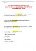 ST&period; JOHN AMBULANCE FIRST AID&semi; COMPREHENSIVE QUESTIONS AND VERIFIED ANSWERS 2025 &sol; 2026