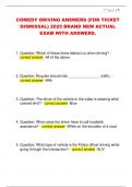 COMEDY DRIVING ANSWERS &lpar;FOR TICKET  DISMISSAL&rpar; 2025 BRAND NEW ACTUAL  EXAM WITH ANSWERS&period;