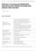 SOD Year 7&comma; 8 and Exam ELABORATIONS QUESTIONS AND VERIFIED ANSWERS 2025 UPDATE &vert; 100&percnt; SOLVED&excl;&excl;