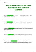 THE RESPIRATORY SYSTEM EXAM QUESTIONS WITH VERIFIED ANSWERS