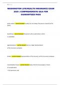 WASHINGTON LIFE&sol;HEALTH INSURANCE EXAM 2025 &vert; COMPREHENSIVE Q&A FOR GUARANTEED PASS