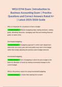 WGU D744 Exam &vert;Introduction to Business Accounting Exam &vert; Practice Questions and Correct Answers Rated A&plus; &vert; Latest 2025&sol;2026 Guide