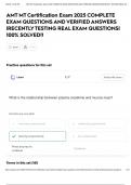AMT MT Certification Exam 2025 COMPLETE EXAM QUESTIONS AND VERIFIED ANSWERS &vert;RECENTLY TESTING REAL EXAM QUESTIONS&vert; 100&percnt; SOLVED&excl;&excl;