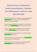 Bundle for WGU D774 &vert; WGU D 774 Exam &vert; Introduction to Business Accounting&vert; Questions and Verified Answers &vert; 100&percnt; Correct &vert; Rated A&plus; &vert; 2025&sol;2026 Guide