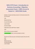 WGU D774 Exam &vert; Introduction to Business Accounting &vert; Objective Assessment Exam &vert; 100&percnt; Correct & Rated A&plus; &vert; 2025&sol;2026 Guide