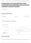 Certified Brain Injury Specialist Exam 2025 COMPLETE EXAM QUESTIONS AND ACCURATE ANSWERS &vert;ALREADY PASSED&excl;&excl;