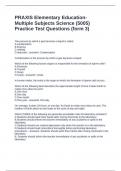 PRAXIS Elementary Education- Multiple Subjects Science &lpar;5005&rpar; Practice Test Questions &lpar;form 3&rpar; Questions and Answers 100&percnt; Correct