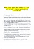  Florida 3-20 Public Adjusters State Exam &lpar;Set 1&rpar; With Correct Answers Latest Updated 2025